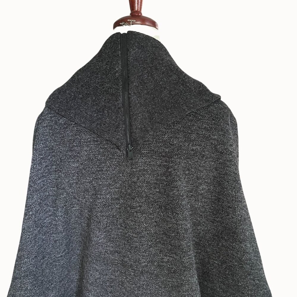 Vtg Saks Fifth Avenue Gray Origami Cocoon Open Front Fleece Wrap Jacket XS - Picture 7 of 16
